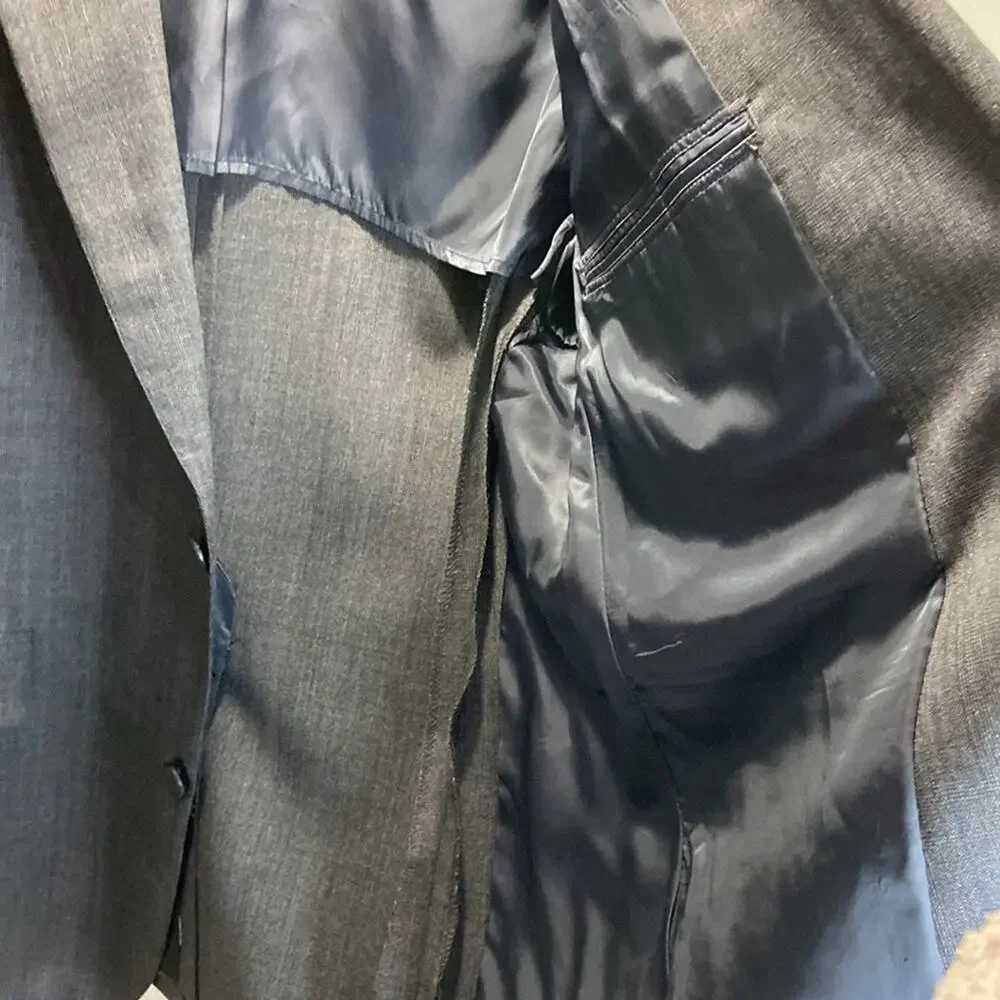 Brooks Brothers Men Gray Plaid Three Buttons Blazer Size 42